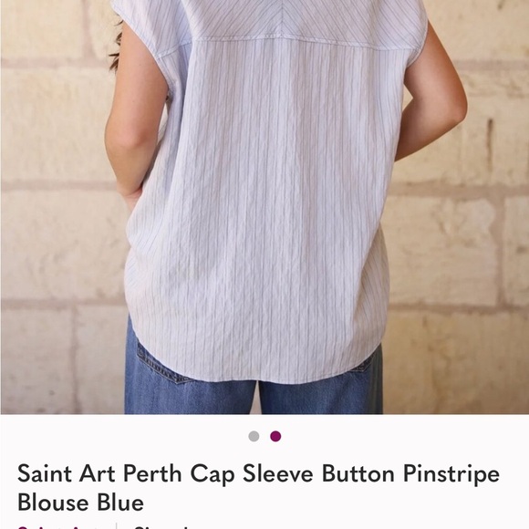 NWT Saint Art Perth Pinstripe blouse M - Picture 3 of 10